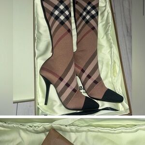 Burberry Women’s Knitted Check Sock Boots
